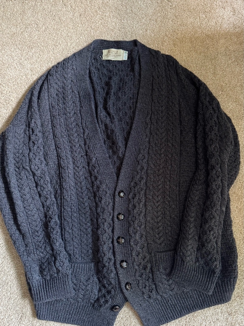 Merino Wool Aran Men‎'s V-Neck Cardigan